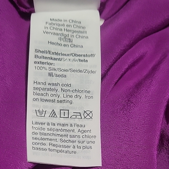 J.Crew Bright Purple Silk Ruffle Blouse Women's Large - Picture 11 of 12